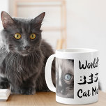 Caneca De Café Foto da melhor mãe de gato do mundo<br><div class="desc">Um presente divertido para a melhor mãe de gatos,  esta caneca mostra duas das suas fotos de animais de estimação e a "Melhor Mãe de Gato do Mundo" numa legal tipografia.</div>