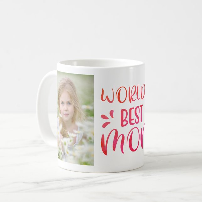 Caneca De Café Foto da melhor mãe do mundo | DIA DE AS MÃES (Frente Esquerda)