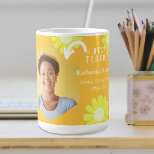Caneca De Café Foto da Melhor Professora Margarida Amarela Laranj