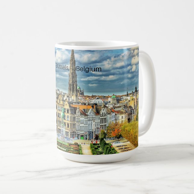 Caneca De Café Foto da paisagem urbana da Bélgica (Frente Esquerda)
