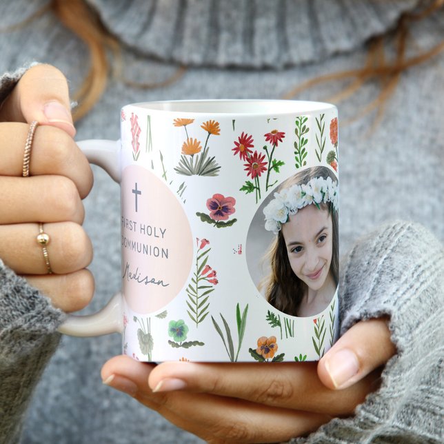 Caneca De Café Foto da Primeira Comunhão de Wildflower (Wildflower First Holy Communion Photo Coffee Mug)