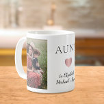 Caneca De Café Foto da tia 2<br><div class="desc">Caneca personalizada para a melhor tia já com 2 fotos de suas sobrinhas e sobrinhos,  "TIA" ou "AUNITIE" em tipografia elegante e um coração de ouro rosa. Adicione os nomes das sobrinhas e sobrinhos.</div>