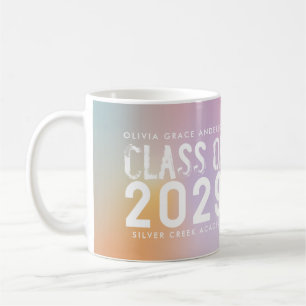 Caneca De Café Foto da turma de graduação do arco-íris pastel mod