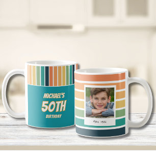 Caneca De Café Foto de 50º Aniversário Retro para Ele