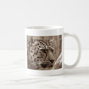 Caneca De Café Foto de alta definição Sepia Sepia Closeup Leopard