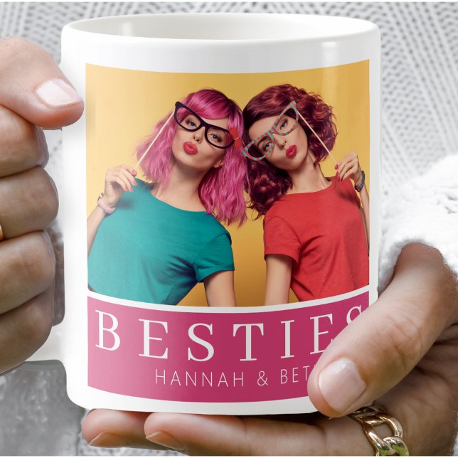 Caneca De Café Foto de Amizade de Besties Modernas (Criador carregado)