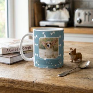Caneca De Café Foto de animal de estimação com padrão de osso de