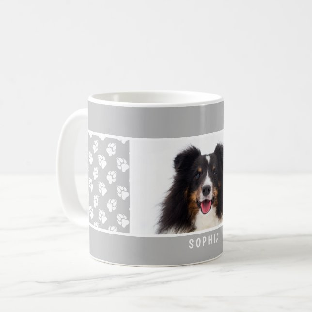 Caneca De Café Foto de animal de estimação personalizada com pata (Frente Esquerda)