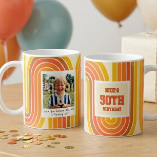 Caneca De Café Foto de Aniversário de 50 anos Amarelo Retrô