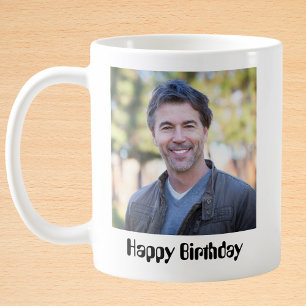 Caneca De Café Foto de Aniversário Moderno Personalizada