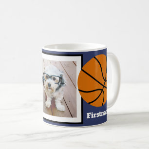Caneca De Café Foto de basquete adiciona seu nome - Pode editar c