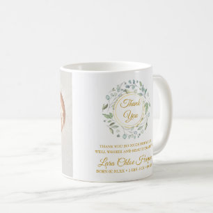 Caneca De Café Foto de Bebê Folhagem Dourado Obrigado