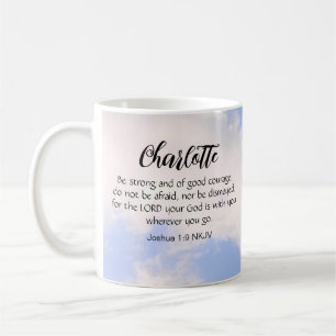 Caneca De Café Foto de Blue Sky Não tem medo do nome verso da Bíb