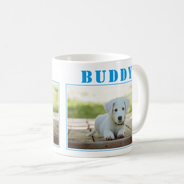 Caneca De Café Foto de Cachorro Azul Fofo ou Animal de Estimação (Frente Esquerda)