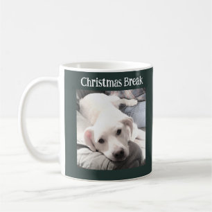 Caneca De Café Foto de Cachorro Bonito de Natal Verde