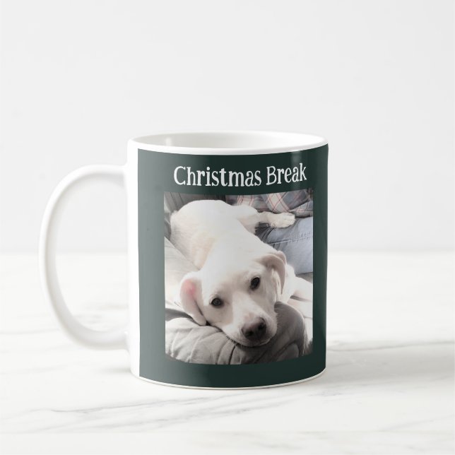 Caneca De Café Foto de Cachorro Bonito de Natal Verde (Esquerda)