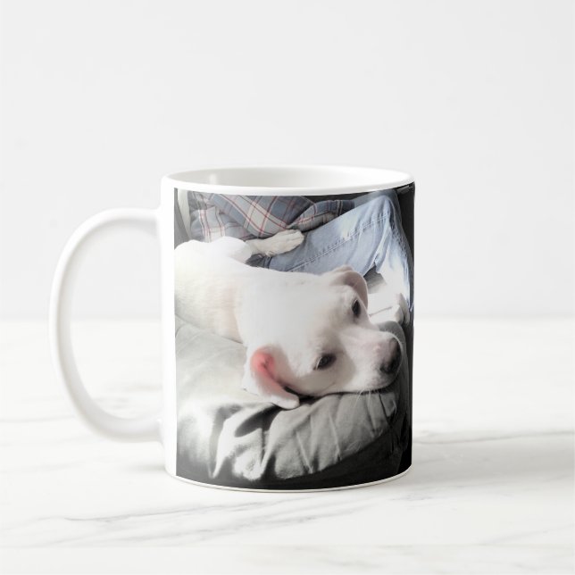 Caneca De Café Foto de Cachorro Bonito Saindo com Pai (Esquerda)