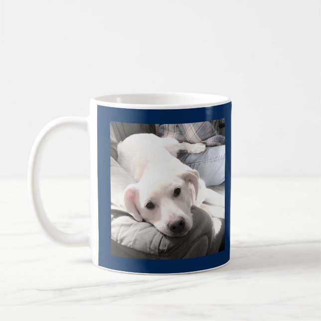 Caneca De Café Foto de Cachorro Branco Bonito com Pai não fazendo (Esquerda)