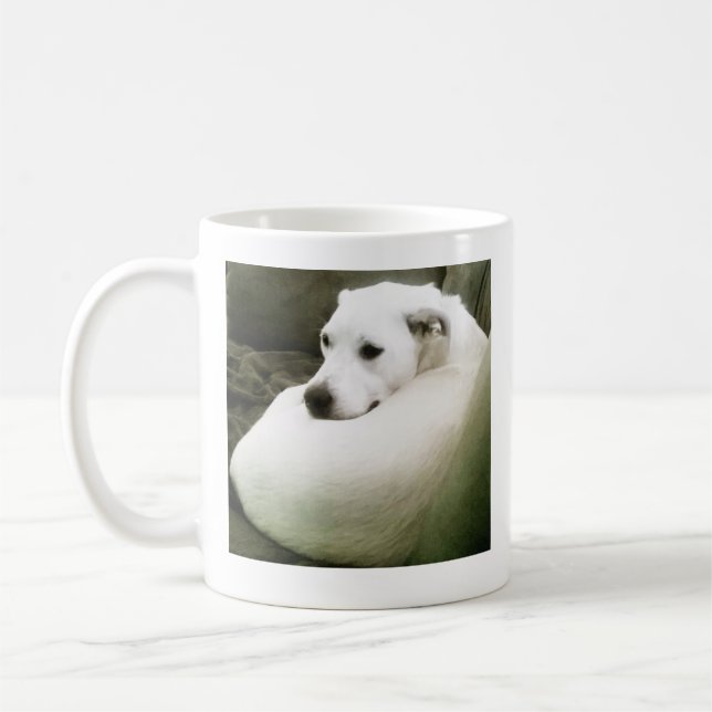 Caneca De Café Foto de Cachorro Branco Elegante amaldiçoado no so (Esquerda)
