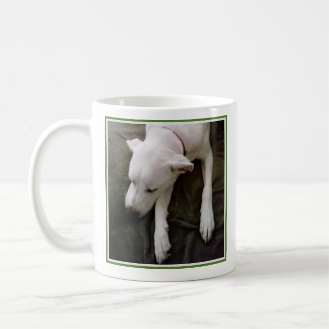 Caneca De Café Foto de Cachorro Dormindo Fica Bem Verde e Branco (Esquerda)
