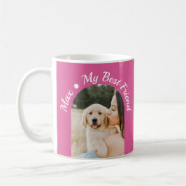 Caneca De Café Foto de Cachorro Meu Melhor Amigo Design Rosa