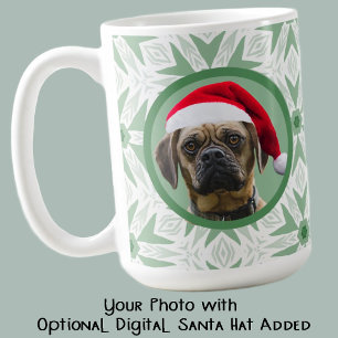 Caneca De Café Foto de Cachorro Pet com Papai Noel no Floco de Ne