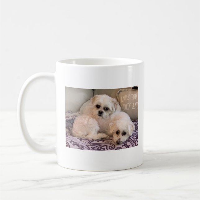 Caneca De Café Foto de Cachorros Fofos Maltese e Shih Tzu (Esquerda)