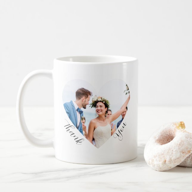 Caneca De Café Foto De Casamento Elegante Obrigado Favorece Perso (Com Donut)
