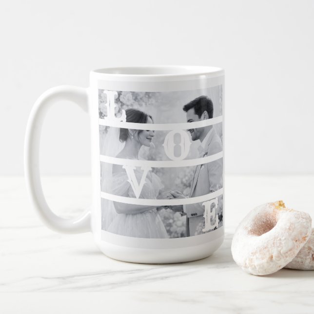Caneca De Café Foto de Casamento Personalizada "AMOR" (Com Donut)