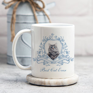 Caneca De Café Foto de Cat em um Crest Chinoiserie   Melhor Gato 