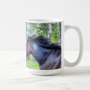 Caneca De Café Foto de Cavalo Percheron Preto em Execução