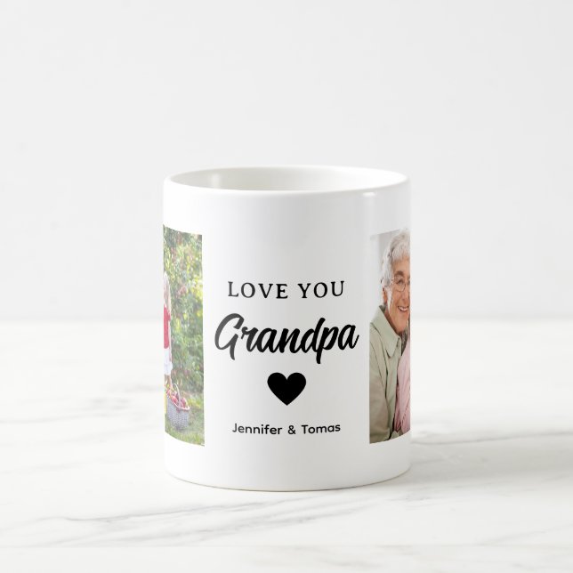 Caneca De Café Foto de Colagem Moderna Ama Seu Avô Melhor Present (Centro)