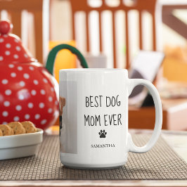 Caneca De Café Foto de Colagem Moderna Melhor Cão Mãe Nunca