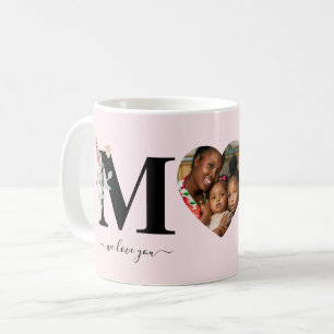 Caneca De Café Foto de Coração Floral   Nós Te Amo, Mãe Dia de as