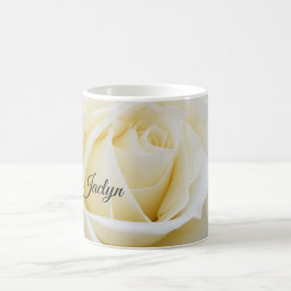 Caneca De Café Foto de Fechamento da Rosa Branca Pristine