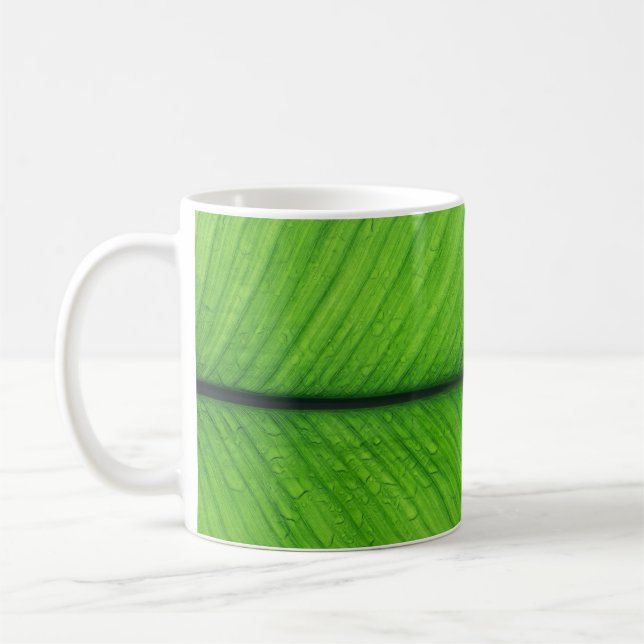 Caneca De Café Foto de foco suave da folha verde (Esquerda)