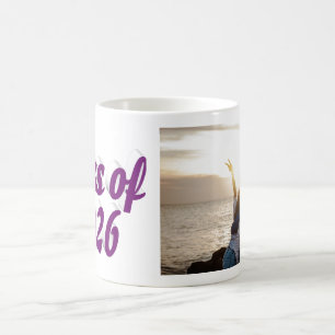 Caneca De Café Foto de formatura com texto roxo da turma de 2026