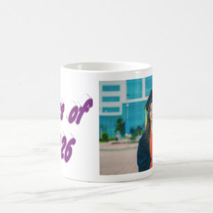 Caneca De Café Foto de formatura com tipografia roxa da turma de 
