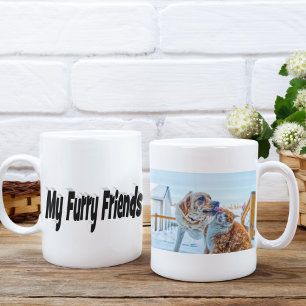Caneca De Café Foto de gato e cão para amigos de pelúcia