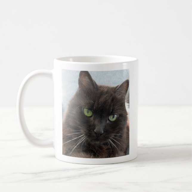 Caneca De Café Foto de Gato Preto com Nome Personalizado  (Esquerda)