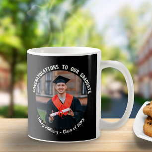 Caneca De Café Foto de Lembrança Preta de Parabéns de Graduação