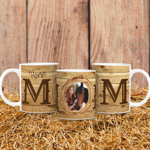 Caneca De Café Foto de Mãe Cowgirl Western Rústica com Cavalo