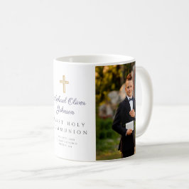 Caneca De Café Foto de Menino com Cruz Religiosa Moderna Primeira