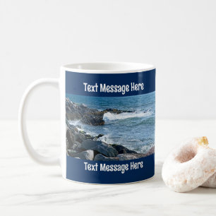 Caneca De Café Foto de Mensagem de Texto Azul Ondas no Oceano Atl