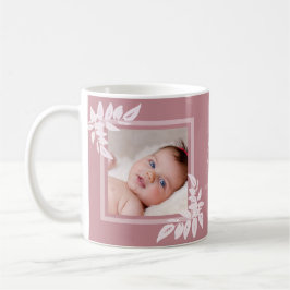 Caneca De Café Foto de Nascença de Nova Menina Rosa Moderna