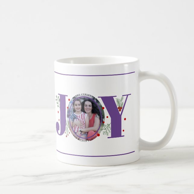 Caneca De Café Foto de Natal Alegria Roxa com frutas (Direita)