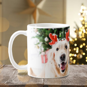 Caneca De Café Foto de Natal de Cão Feliz Pawlidays