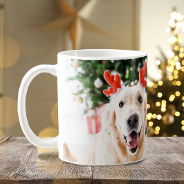 Caneca De Café Foto de Natal do Cachorro Feliz Pawlidays