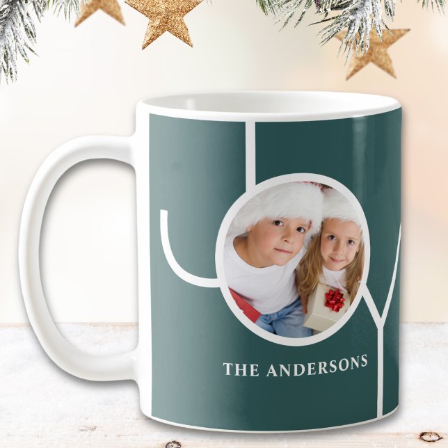 Caneca De Café Foto de Natal Moderna Verde (Criador carregado)