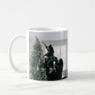 Caneca De Café Foto de Natal Personalizada para Duas Famílias Lat